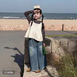 三件套针织马甲儿童宝上衣女网红2025牛仔裤女童秋装套装新款洋气