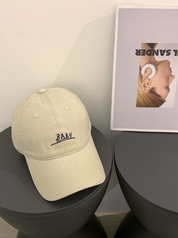 韩版BABY字母刺绣做旧藏青鸭舌帽男女同款帽子遮阳防晒简约棒球帽|undefined