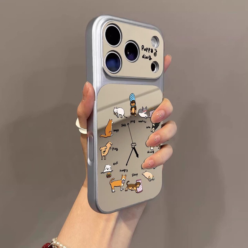 Mirror case iPhone 17 Pro Max phone case, full protection, anti-drop, Apple 16 couple's model, 15, mealtime clock, puppy Mirror case iPhone 17 Pro Max phone case, full protection, anti-drop, Apple 16 couple's model, 15, mealtime clock, puppy