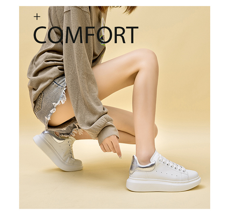 Hvide skateboarding sko til kvinder læder platform sneakers_voghion.com