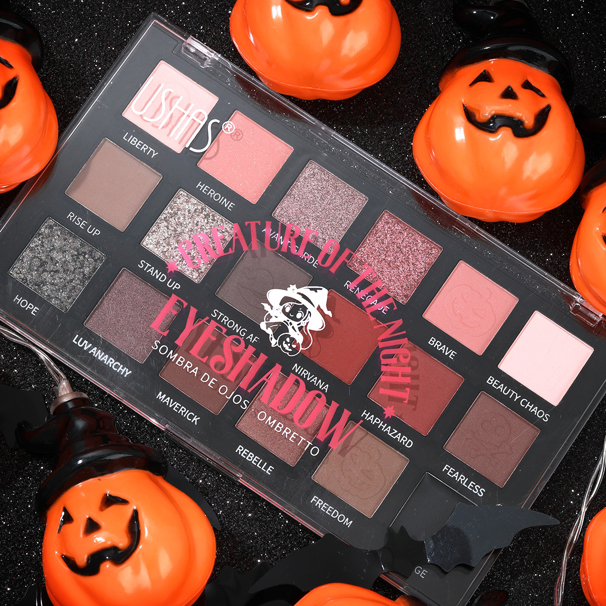 USHAS maquillaje de belleza transfronterizo Amazon Europa y los Estados Unidos sombra de ojos perlada matte color tierra maquillaje multicolor duradero