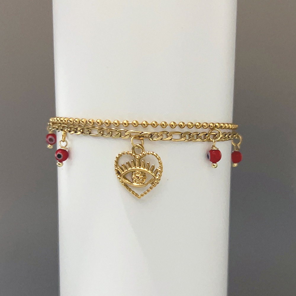 Retro Devilu0027S Eye Heart Shape Stainless Steel Plating Hollow Out Bracelets 1 Piece