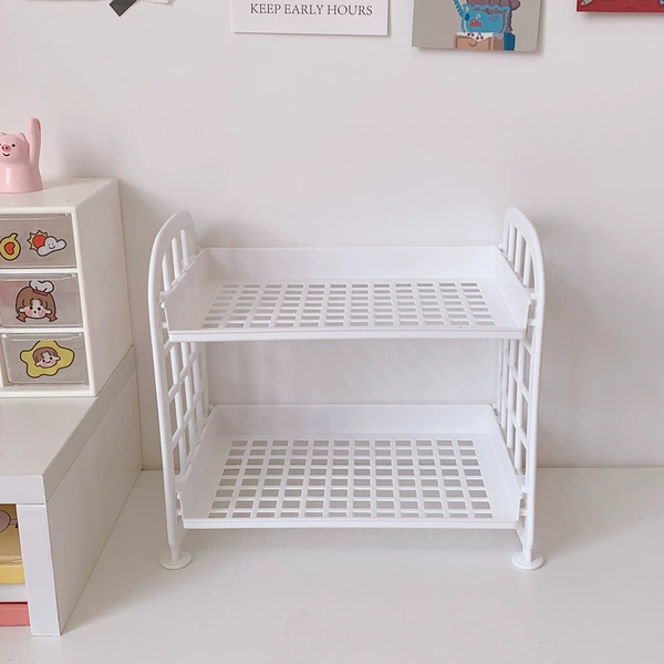 6#White double -layer storage rack