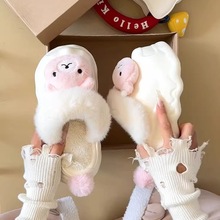 可爱卡通玩偶加绒厚底懒人鞋女2025秋冬新款外穿保暖防滑棉拖鞋软