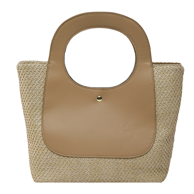 Bolsa de paja de empalme retro 2026 nueva bolsa de moda femenina minimalista de gran capacidad bolsa de tejido de arte de marea