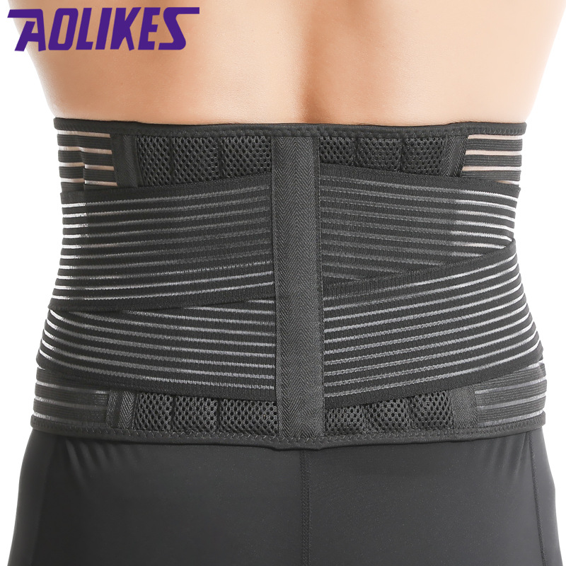 Deportes cintura soporte 6 primavera soporte vendaje doble presión transpirable fitness bodybuilding cinturón levantamiento de pesas equipo de protección