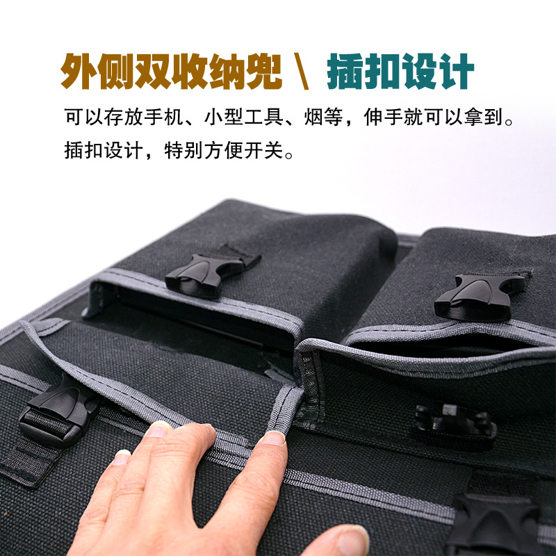검은 도구 키트 두꺼운 캔버스 내마모성 목수 마녀 가방 장식 대용량 다기능 건설 현장 전기 작업자 가방