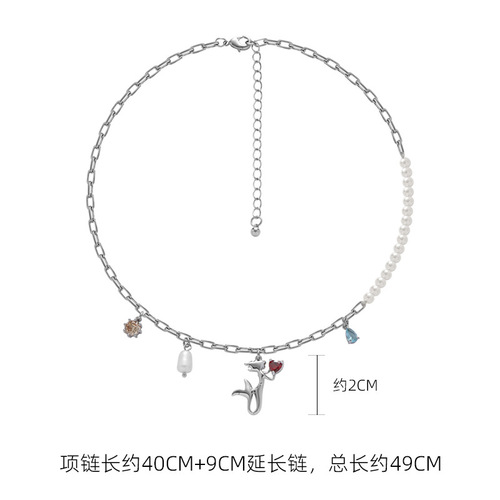 Orange Heart Zircon Necklace for Women, Wholesale, Light Luxury, Retro, High-End, Clavicle Chain, Elegant and Versatile, Sweet and Cool Accessory