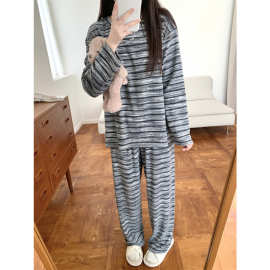 2025 韩系毛巾布绒感针织套装休闲宽松慵懒家居服