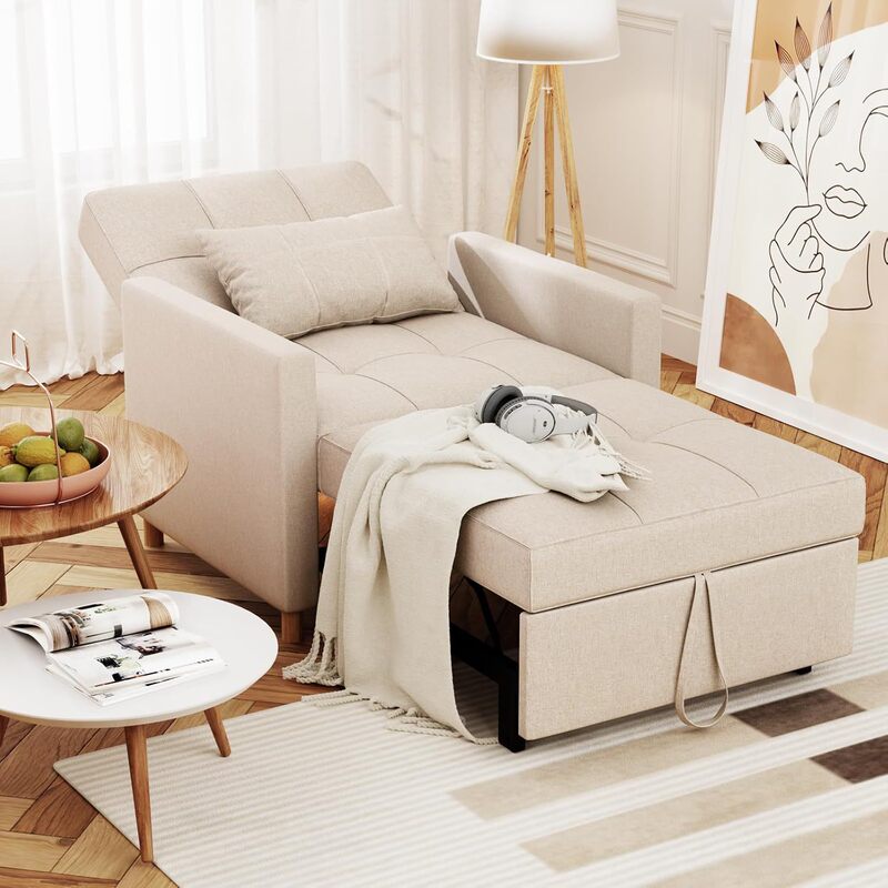 Three-In-One Chair Bed with Adjustable Backrest and Throw Pillow Sofa Bed for Small Apartment Amazon Foreign Trade Hot Sale