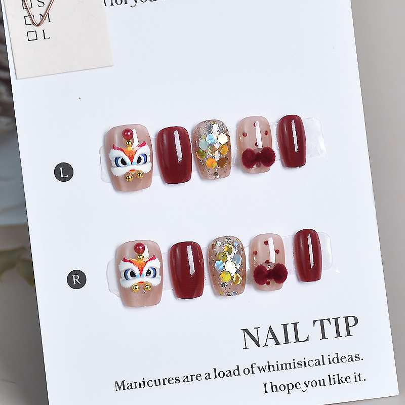 Red short nail stickers