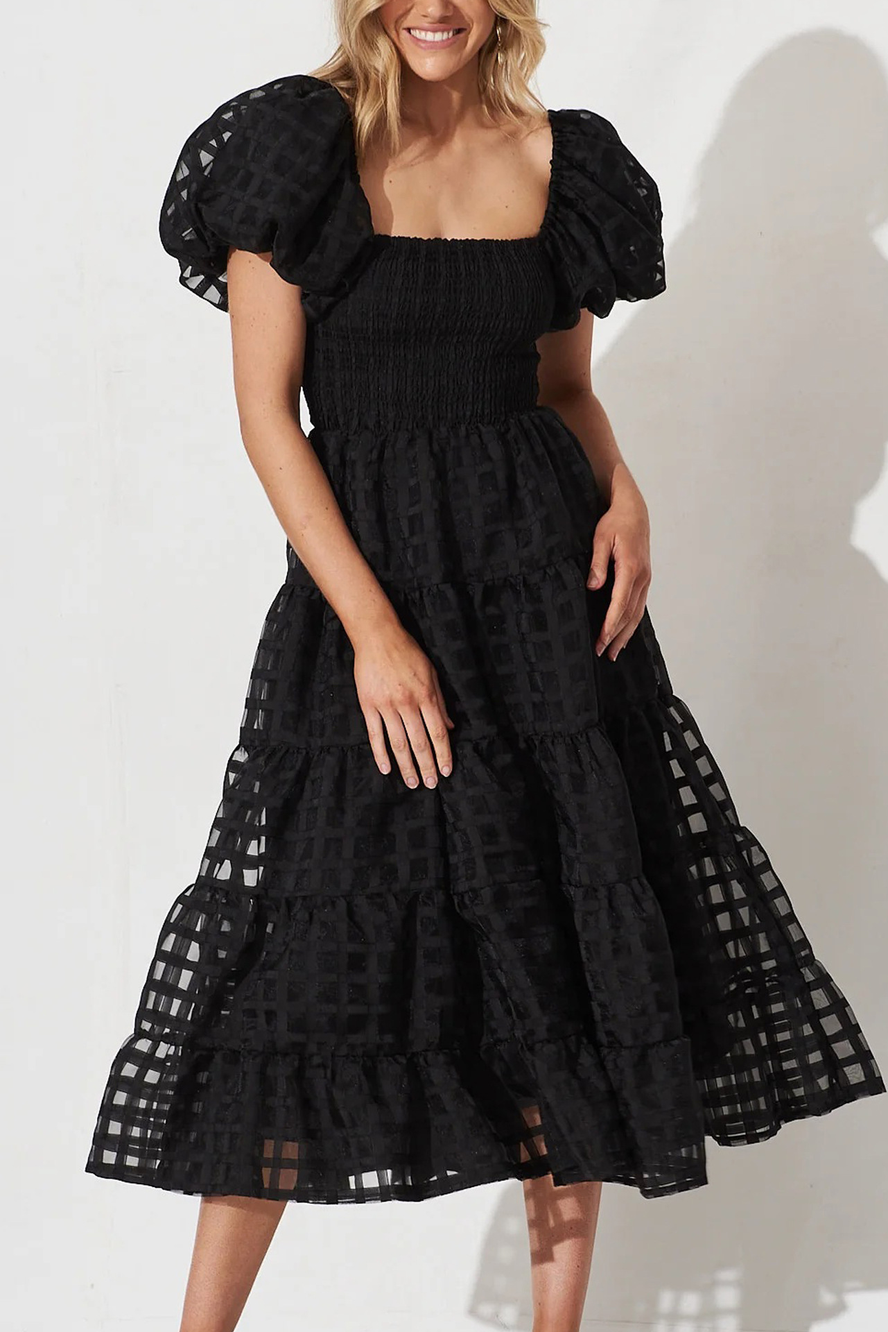 Banquet, Daily, Tea Party Occasion Boat Neck Neckline Regular Fit Fit Type Wholesale Women'S Elegant Vacation Solid Color Banquet Daily Tea Party Boat Neck Short Sleeve Lantern Skirt