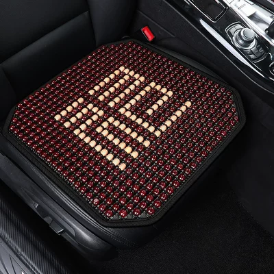 Seat Single Cushion, Seat cushion, seat cover - fu-character-coffee-color-1-square-mat-natural-wooden-beads-physical-cooling-cool-immediately-after-sitting