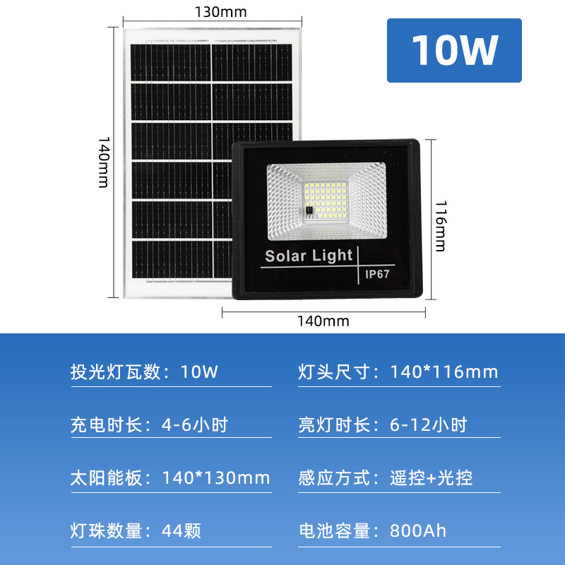 Reflector LED Solar para Exteriores, Impermeable, de Alta Potencia, 100W IP65, Modelo Económico