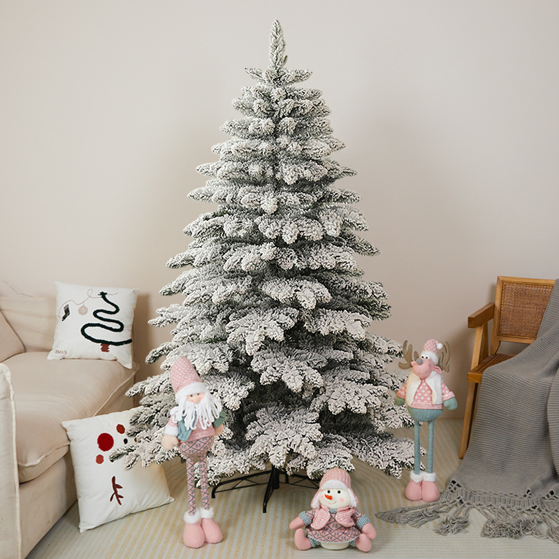 Amazon gran árbol de Navidad cifrado PE copo de nieve árbol de Navidad mezcla árbol de pinos árbol desnudo flocado árbol de nieve personalizado