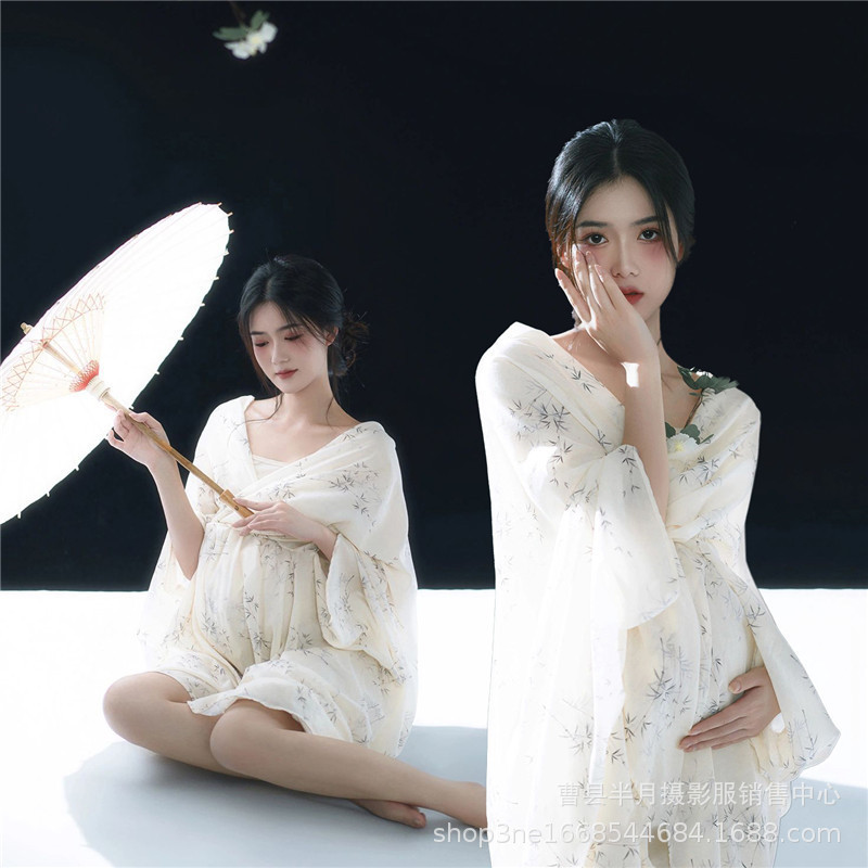 Studio theme maternity photo clothing new Chinese retro batwing shirt temperament pregnant mom ancient style art photo clothing