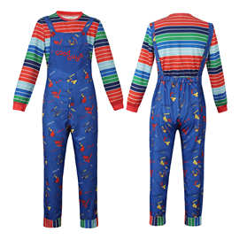 万圣节鬼娃恰吉cos服Chucky里衣背带裤表演服cosplay服儿童套装