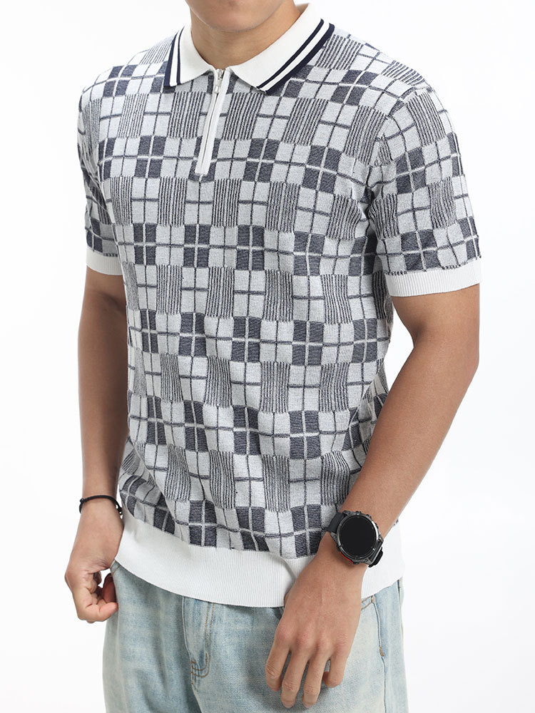 Hombres viejos estilos de dinero hielo tejedido polo camisa de verano 2026 con solapa de manga corta ropa de hombre de alta calidad casual hombre