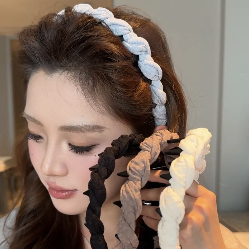Wave Toothed Headband for Women with High Skull Top, Non-Slip, High-End, Face-Showing, Small Korean Fabric Twist Headband, Early Spring Accessories Wave Toothed Headband for Women with High Skull Top, Non-Slip, High-End, Face-Showing, Small Korean Fabric Twist Headband, Early Spring Accessories
