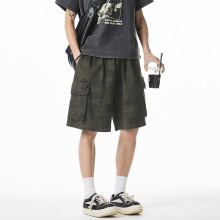 质感帆布迷彩工装短裤男夏季新款宽松美式潮牌大口袋休闲五分裤子