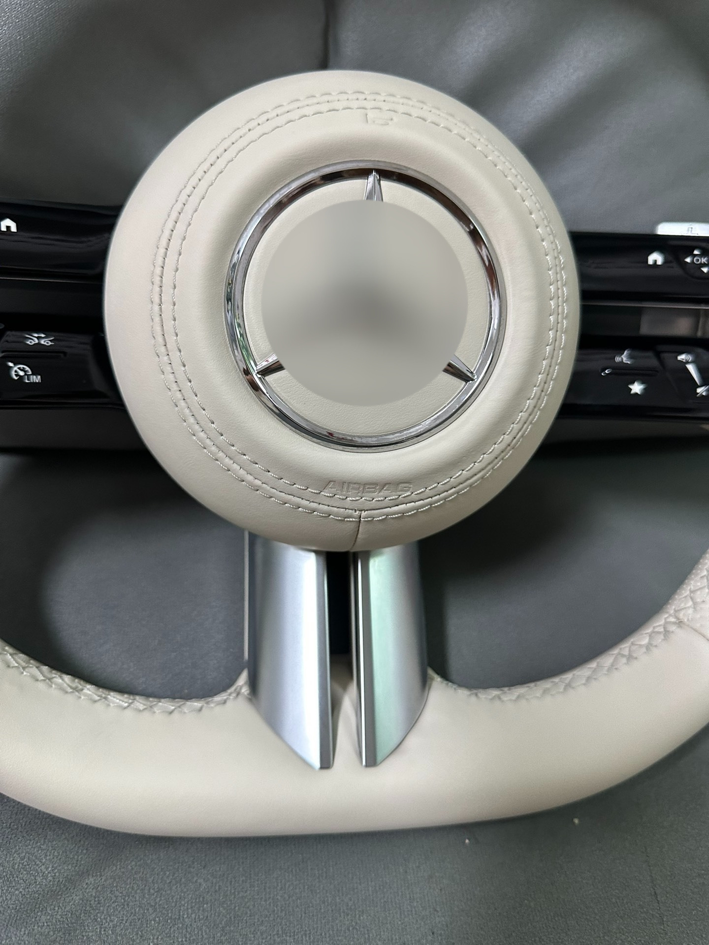 Mercedes-Benz Dragonfly steering wheel, off-white genuine leather, universal fit for all models, non-destructive installation, plug-and-play, in stock
