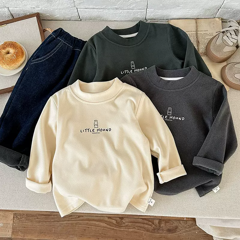 男童卡通德绒打底衫湖州织里童装2025冬季新款小男孩亲肤冬天衣服