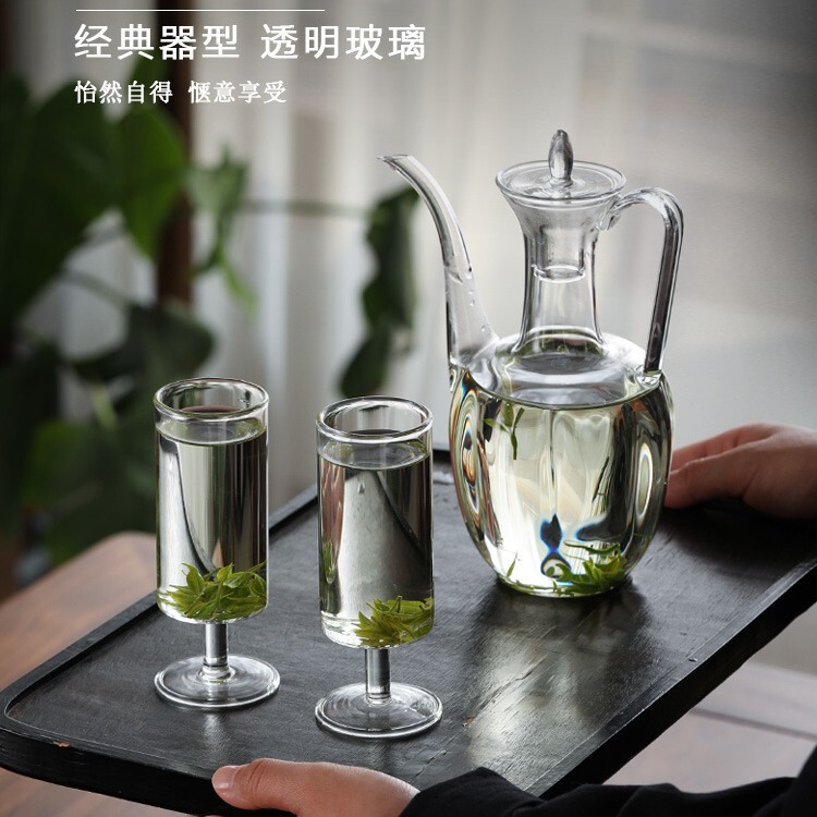 Transparent Imitation Song Dynasty Glass Hand-Held Teapot, Green Tea Teapot, Heat-Resistant Glass Imperial Concubine Teapot, Retro Boiled Teapot, Song Dynasty Hand-Held Teapot