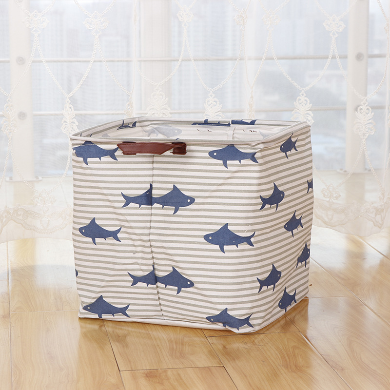Nueva ropa sucia simple canasta de almacenamiento de juguete patrón multicolor canasta de almacenamiento cuadrado de dibujos animados canasta de ropa sucia simple