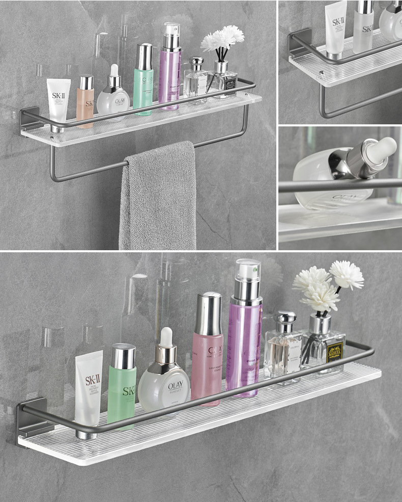 浴室置物架卫生间洗漱台亚克力厕所洗手间化妆品毛巾收纳架免打孔undefined