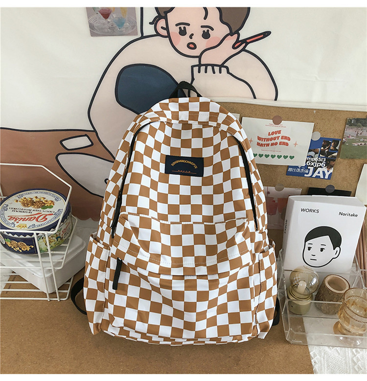 Tide brand plaid school bag student backpack high school college student campus hit color backpackpicture11