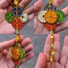 五路财神金属挂件招财进宝聚财财神眼铜币彩色五帝钱家居装饰挂件
