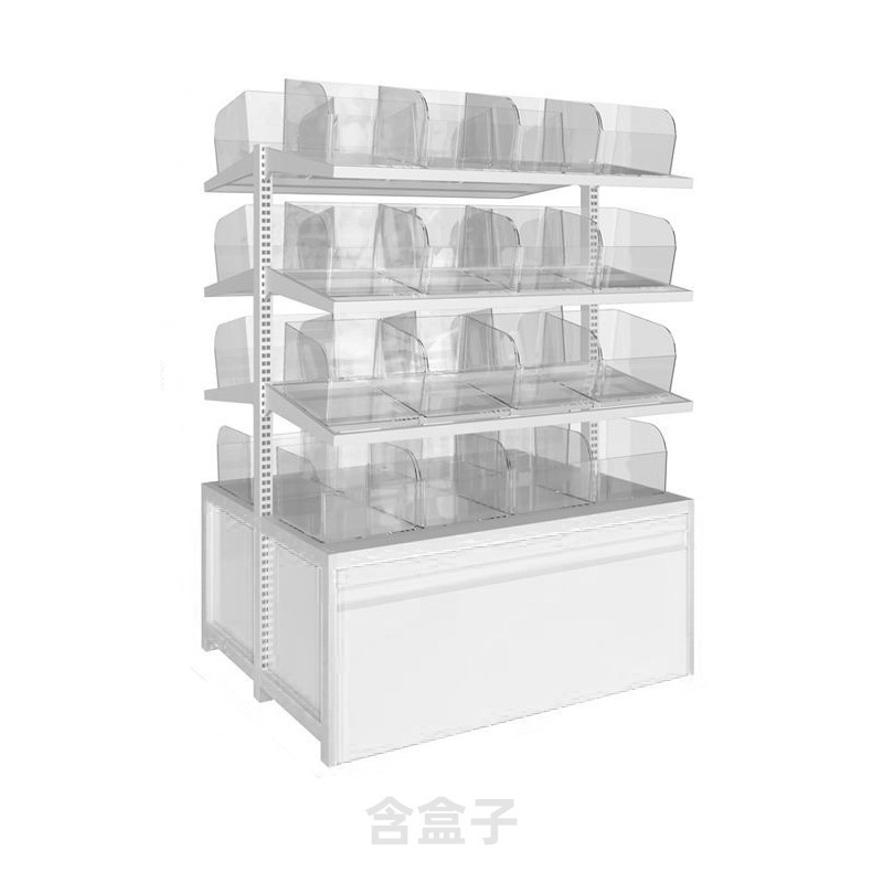 Fabricantes de estantes de supermercado personalizados estantes de exhibición de estantes de aperitivos de montaje transparente multicapa simple y doble cara