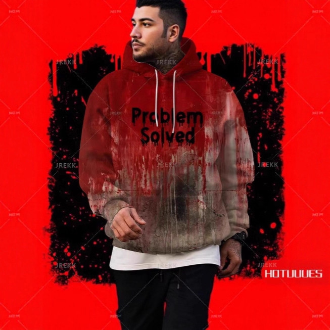 2025 Amazon Aliexpress Shopee Halloween Theme Red Graffiti 3D Street Fashion Hooded Sweatshirt