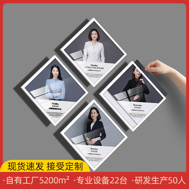 Acrylic Photo Frame Hanging Wall Hanging Hole-free Hanging Frame Teacher Introduction Enterprise Certificate Qualification Staff Elegance Display Wall