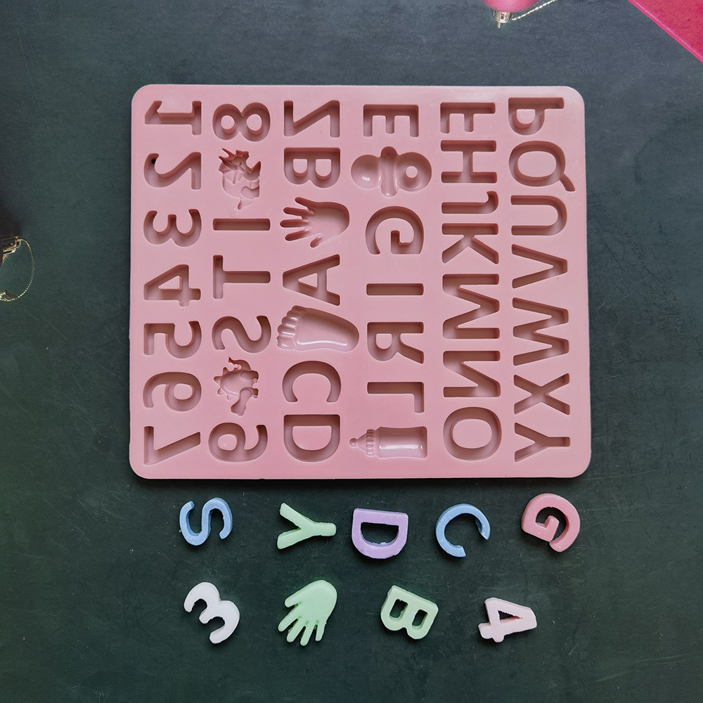 Niña chocolate alfanumérico 1 molde de silicona pastel helado pudín molde de postre jabón utensilios de cocción