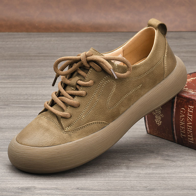 New Men's Shoes Summer Breathable Retro Nubuck Leather First Layer Cowhide Men's Casual Shoes Versatile Genuine Leather Casual Shoes
