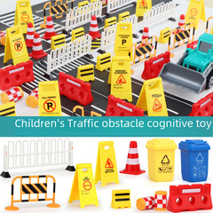 Children's Educational Cognitive Toys Set of 75 Pieces Including Traffic, Parking Lot, Road Signs, Road Barriers, and Simulation Props