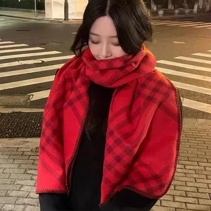 全智贤同款经典格纹围巾女冬季黑色韩版保暖披肩女士保暖百搭围脖|undefined