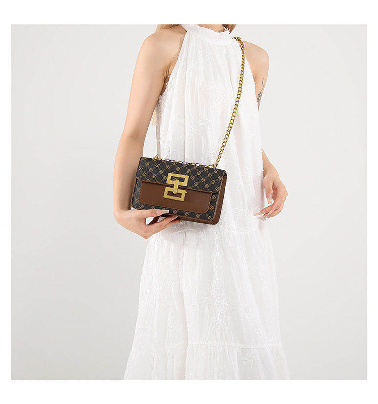 High-end texture, retro single-shoulder women's 2024 autumn new trendy and versatile chain crossbody small square bag undefined