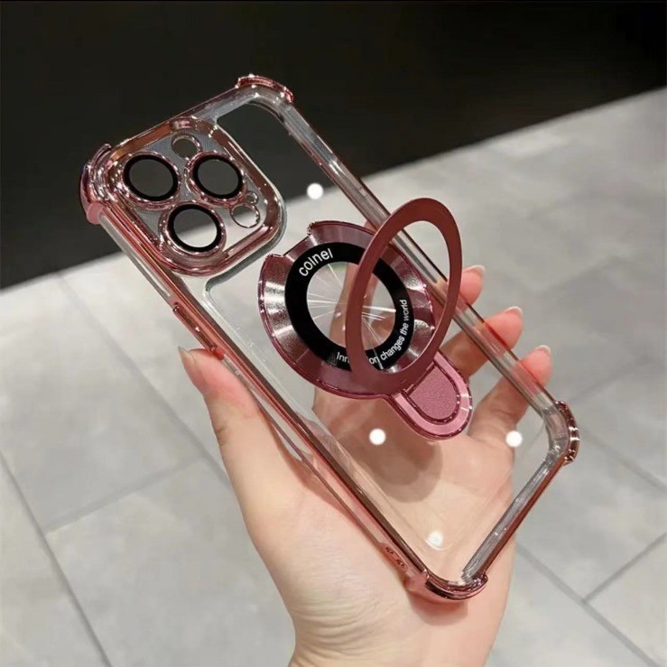 IPhone16メッキスタンド磁気吸引宇宙ケースリンゴ13promax全包携帯ケース15保護カバーを適用|undefined