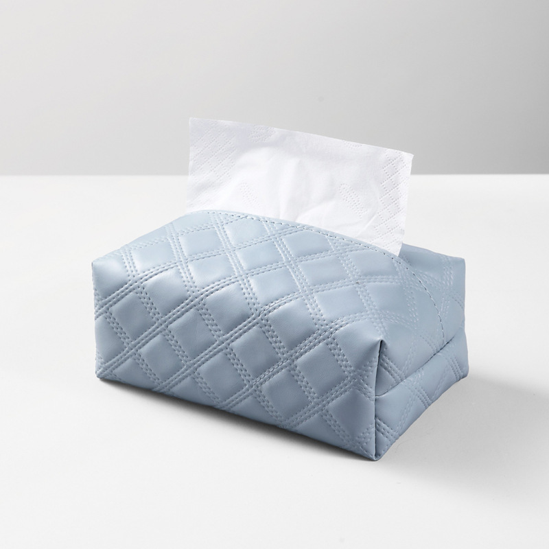 Caja de toallas de cuero tejida de lujo ligero casero de lujo de alto nivel montada en el automóvil sala de estar dormitorio paquete de toallas de comedor