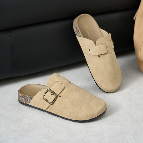 Birken shoes, platform soles, women's spring and autumn new style, semi-drag, and slip-on shoes, women's Birken shoes, retro