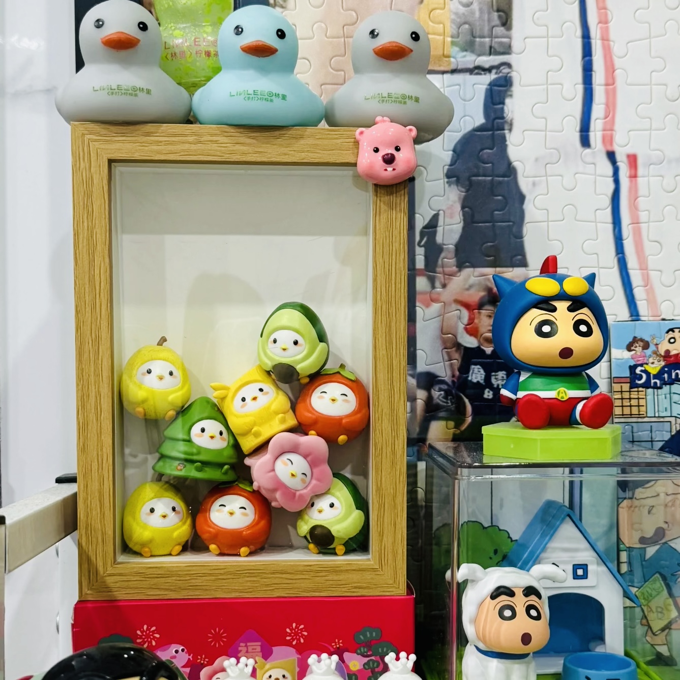 蚂蚁庄园小鸡相框立体中空相框diy手办松松乐盲盒展示框木质摆台