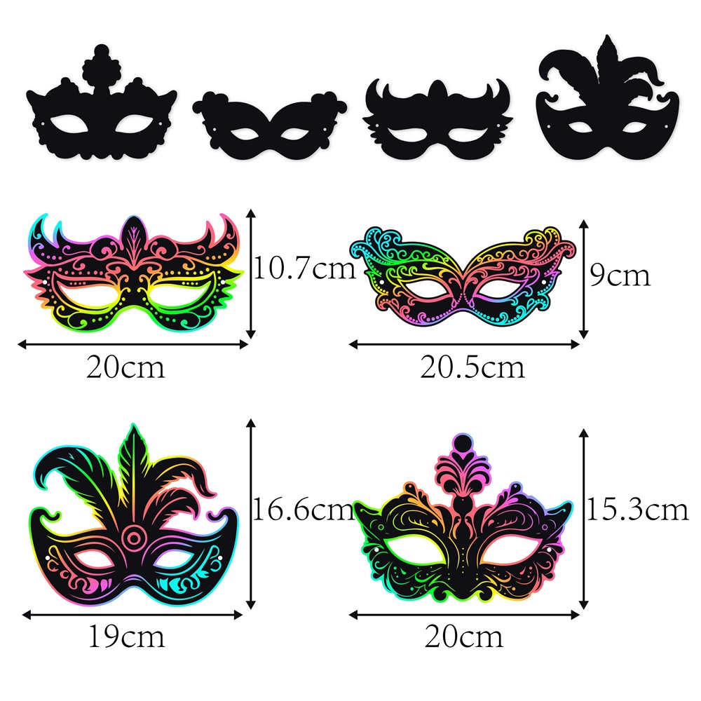 Amazon Mask Carnival Decoration Supplies Colorful DIY Scratch Máscara de carnaval Accesorios para fotos
