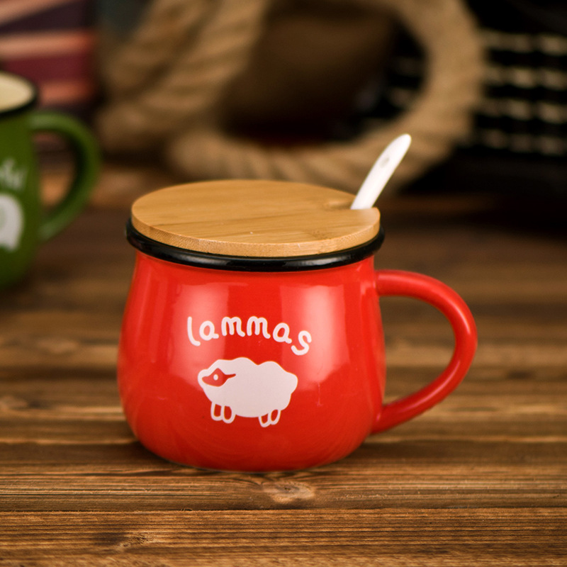 Rojo + tapa de bambú + cuchara de porcelana