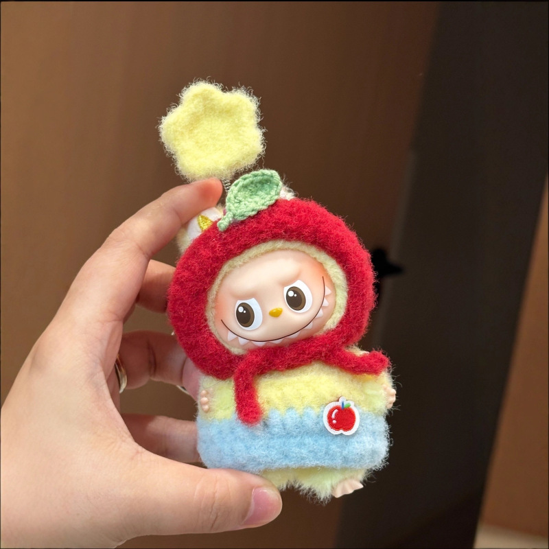 Apple Labubu4.0 Handmade Baby Clothes Red and Green Apple Suit Labubu Bottom Password Vinyl Doll Apple Labubu4.0 Handmade Baby Clothes Red and Green Apple Suit Labubu Bottom Password Vinyl Doll