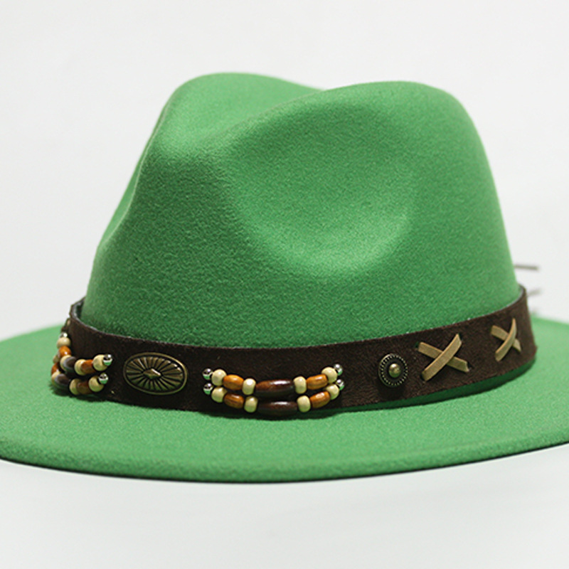 Nuevo sombrero Pu Correa remachada sombrero con sombrero vaquero de piedra elástica sombrero de fieltro cinturón de tejido modelo Pu sombrero con accesorios
