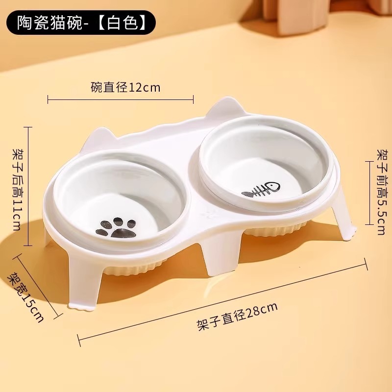 宠物食盆自动保护饮水颈椎打翻狗狗饭盆饭碗喝水双碗宠物|undefined