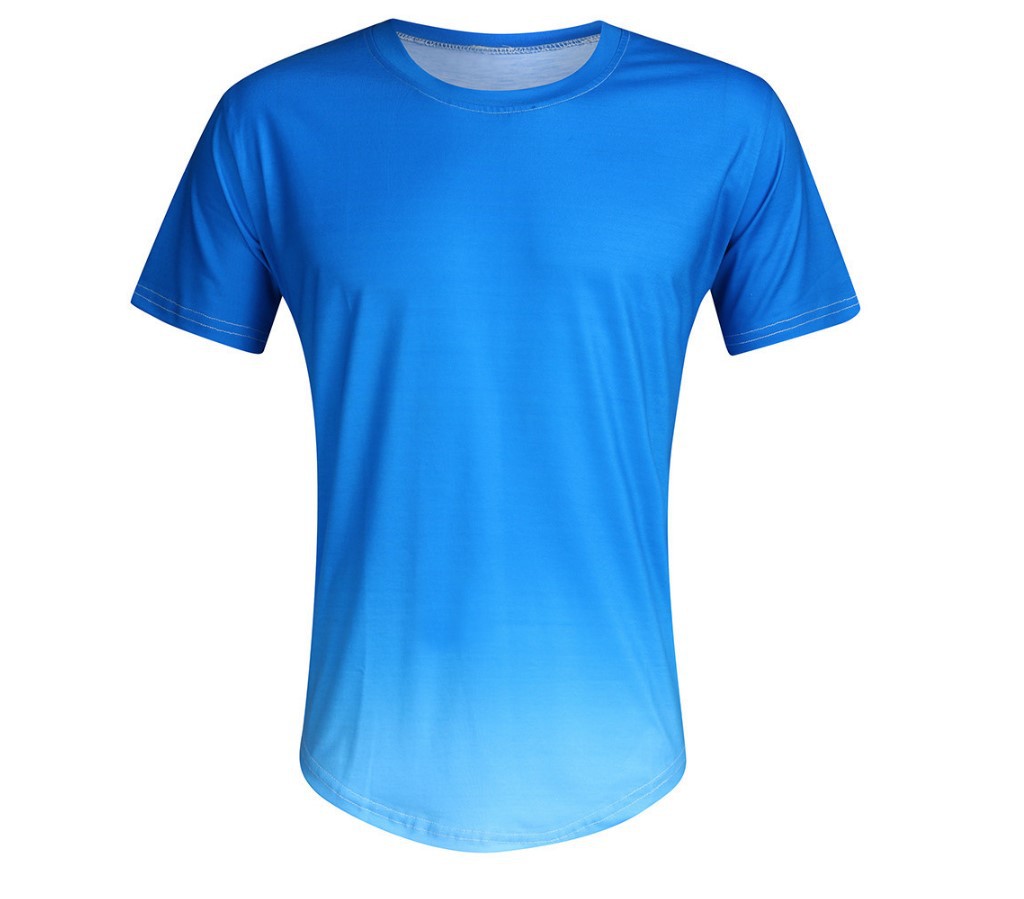 Primavera comercio exterior transfronterizo nuevos hombres europeos y americanos ocio deportes moda 3D degradado manga corta cuello redondo camiseta hombres