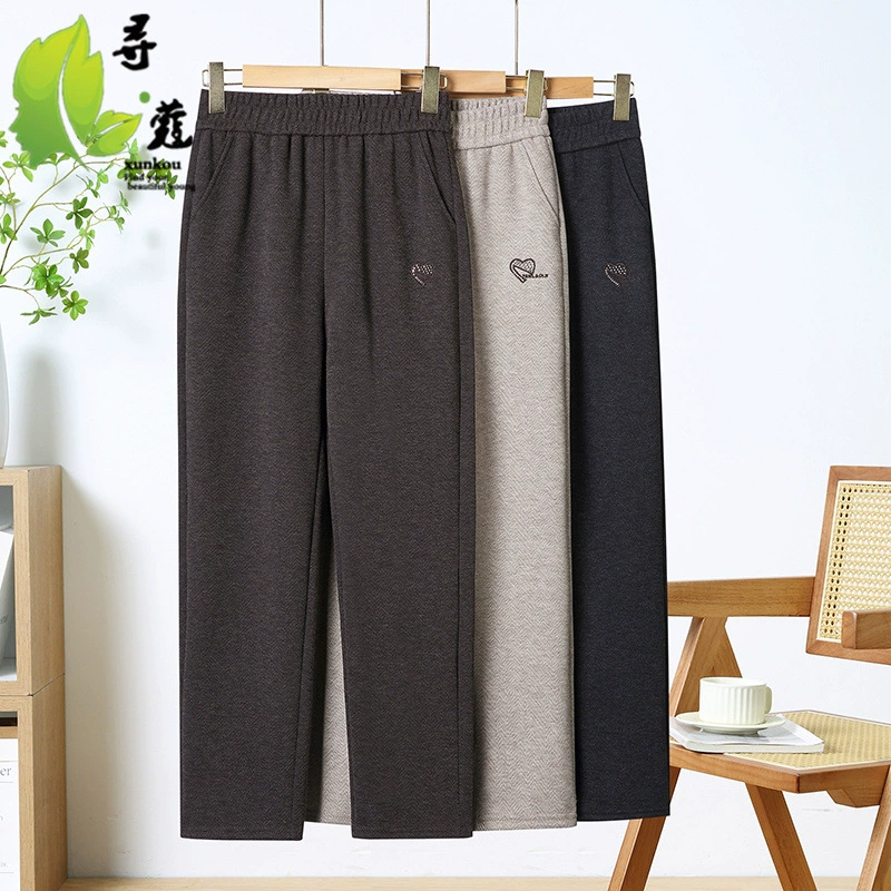 Новые женские брюки среднего возраста весенние шерстяные брюки носить весенние брюки мамы брюки среднего и пожилого возраста повседневные прямые брюки эластические